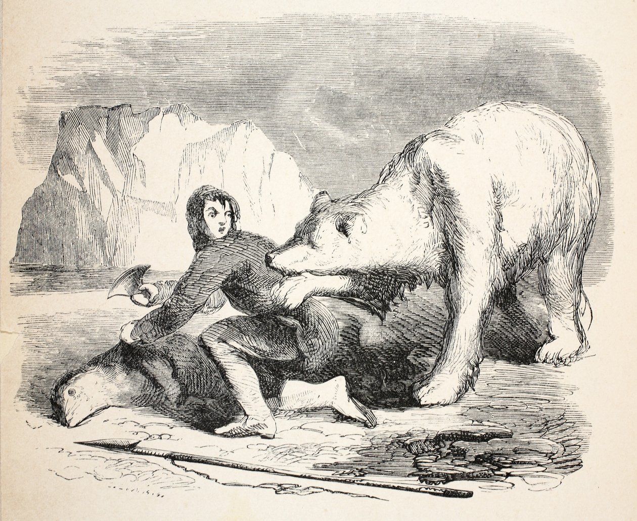 Grønlænderens nadver tilegnet sig af en bjørn, 1859 af Walter William May