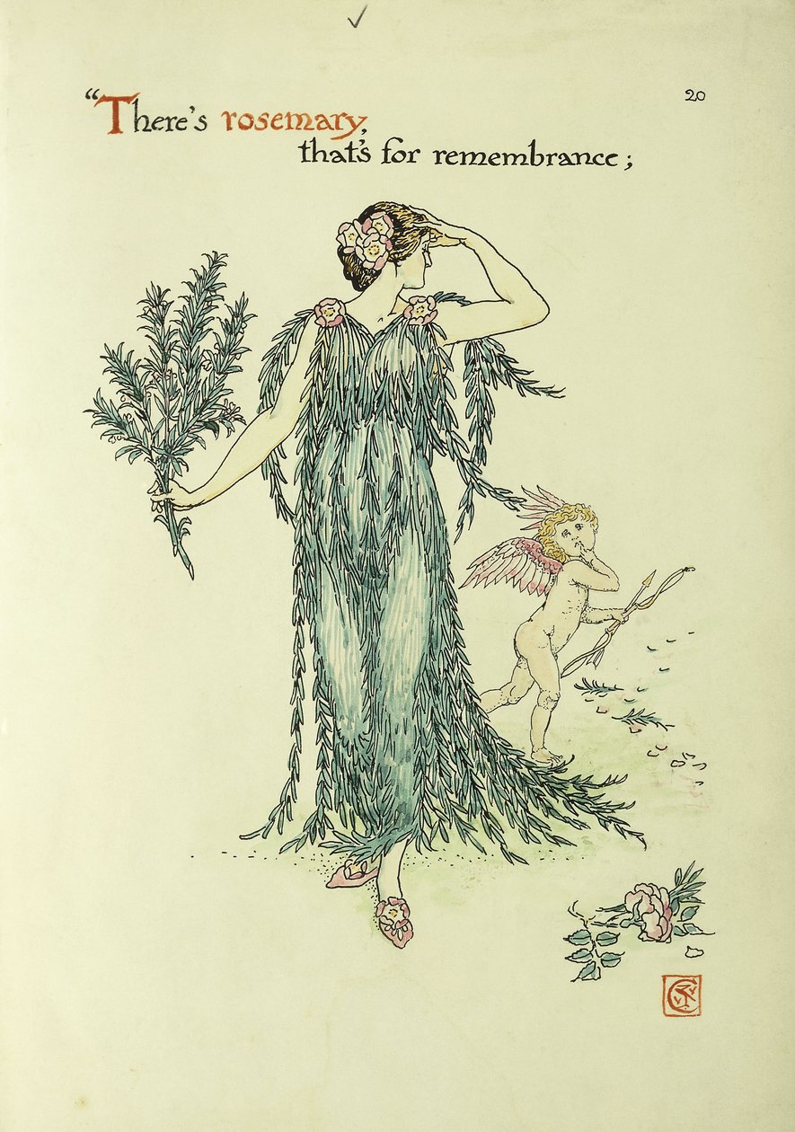 Blomster fra Shakespeares have: Rosemary, 1906 af Walter Crane