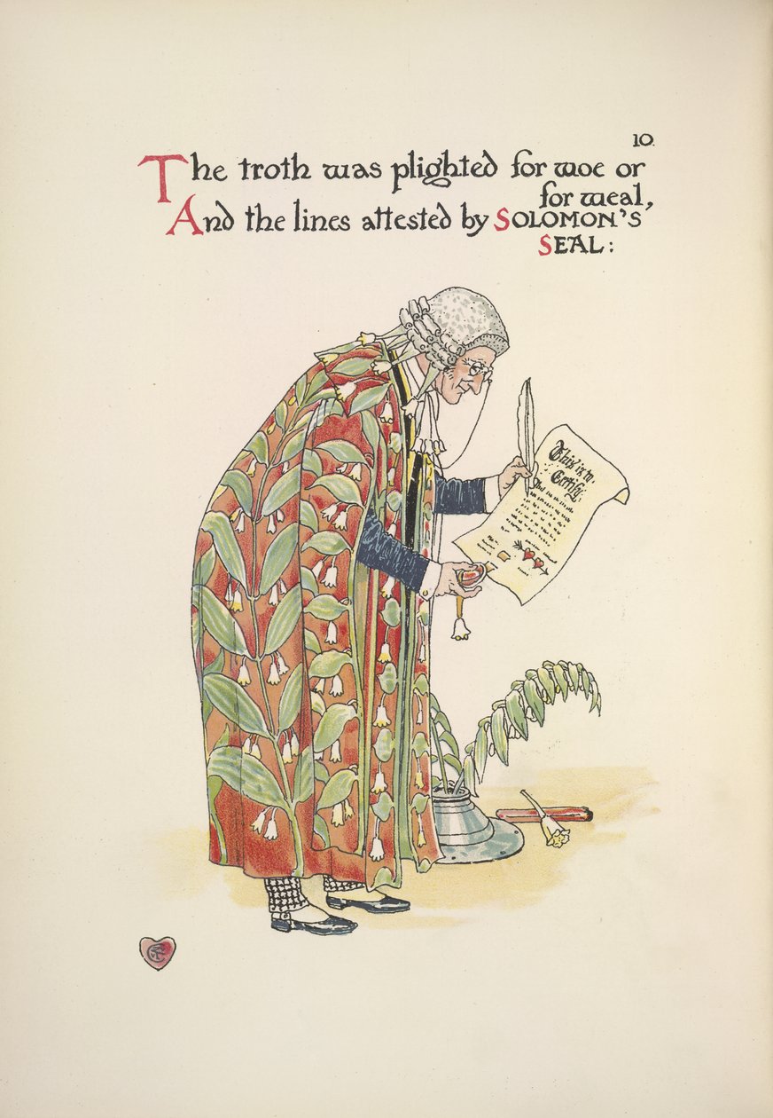Forsegling af bryllupsattest af Walter Crane