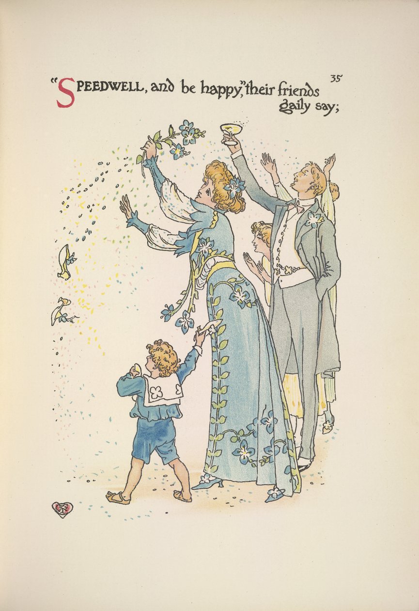 Speedwell. Bryllupsgæsterne kaster konfetti af Walter Crane