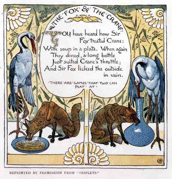 The Fox and The Crane, fra Triplets af Walter Crane