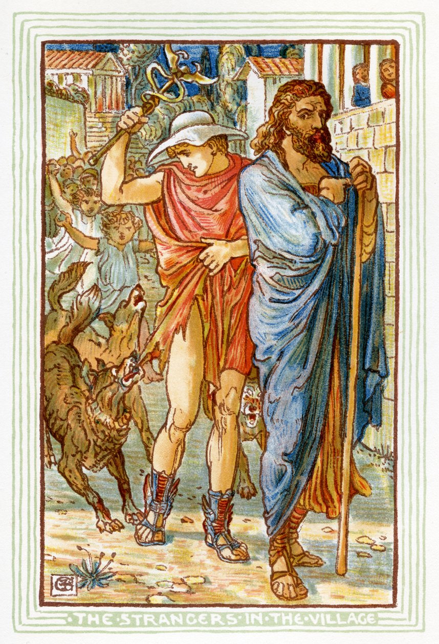 Zeus og Hermes forklædt som bønder af Walter Crane