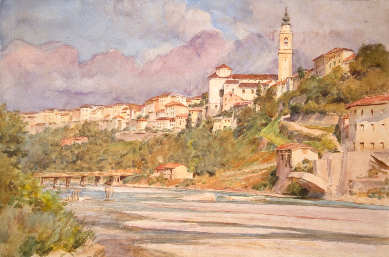 Belluno, Italien 1925 (akvarel) af Walter Frederick Roofe Tyndale