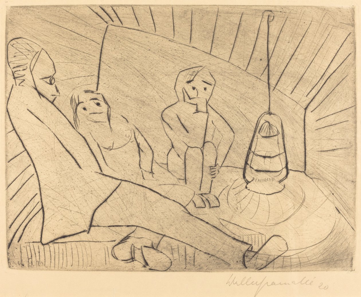 Tre personer i et Atelier af Walter Gramatte