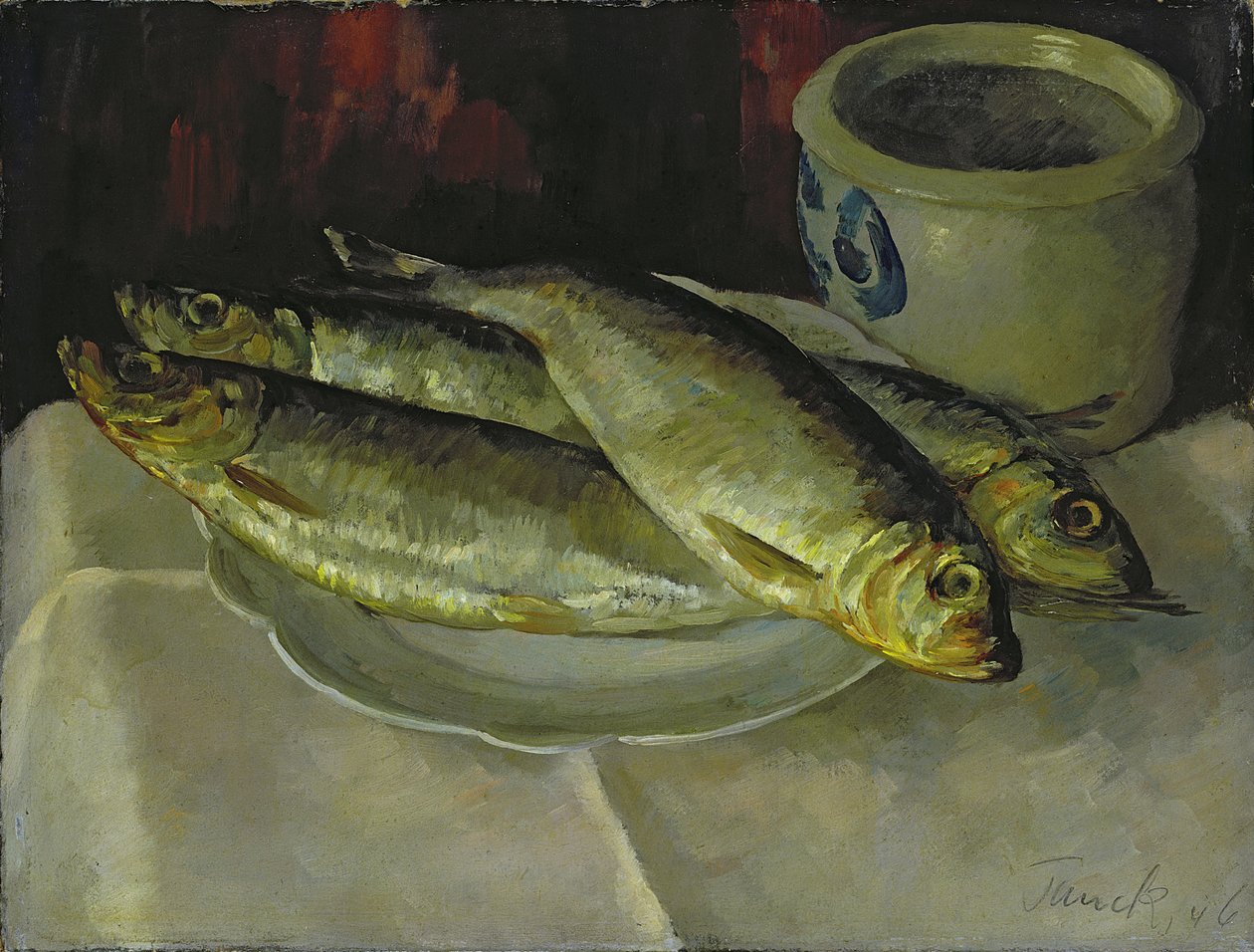 Fiskestilleben (olie på lærred) af Walter Heinrich Tanck