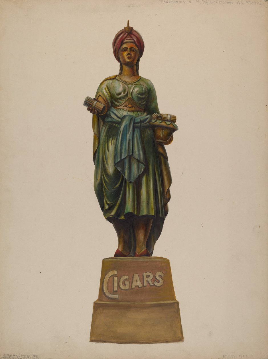 Cigarbutiksfigur, ca. 1937. af Walter Hochstrasser