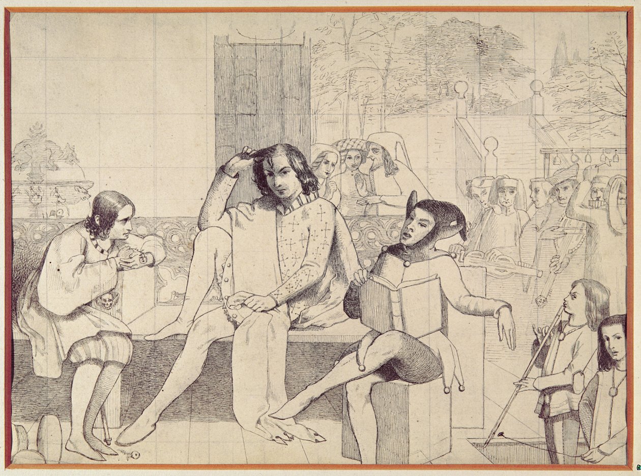 Twelfth Night, ca. 1850 (pen tegning) af Walter Howell Deverell