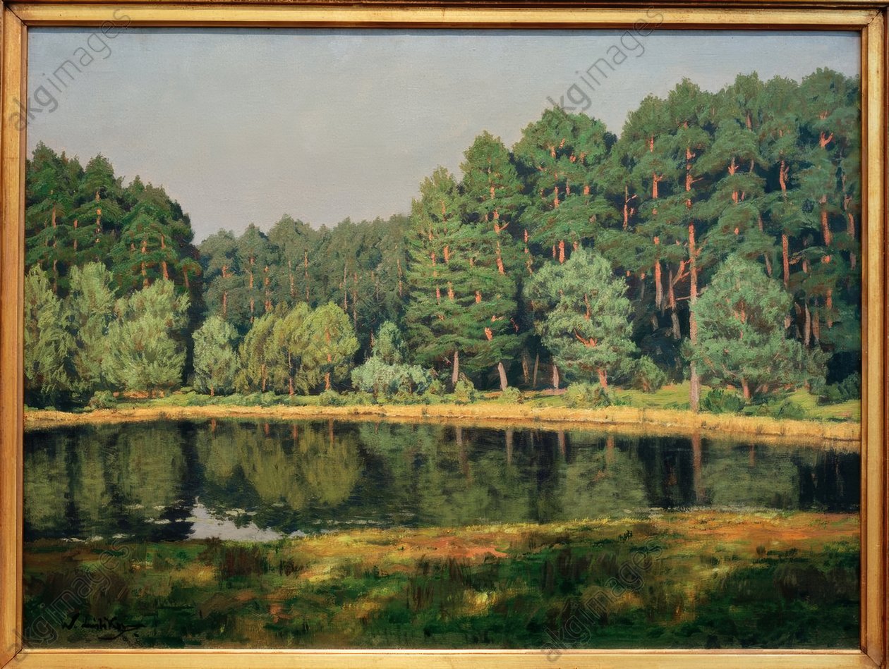 Skovlandskab med en sø i Brandenburg af Walter Leistikow