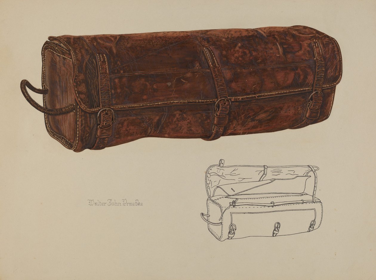 Posttaske i læder, ca. 1938. af Walter Praefke