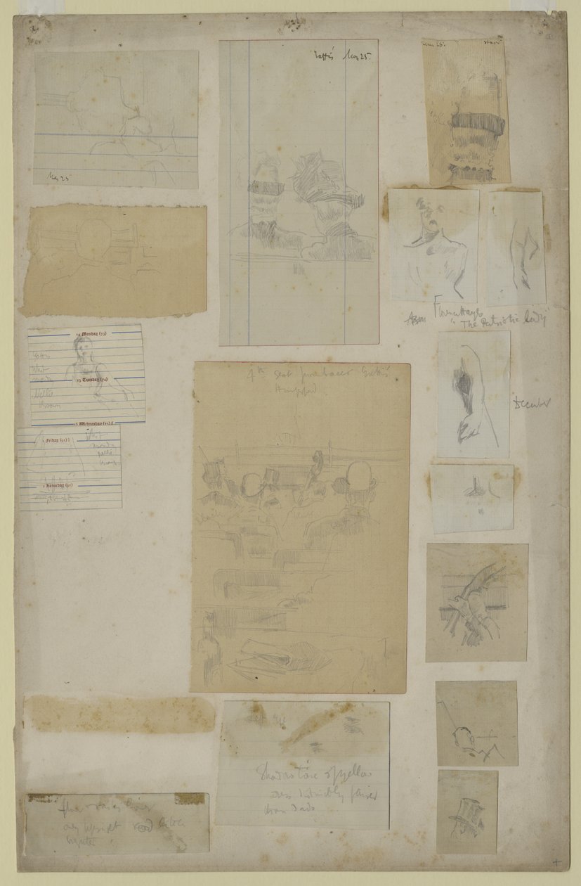 Flere undersøgelser (blyant på papir) af Walter Richard Sickert