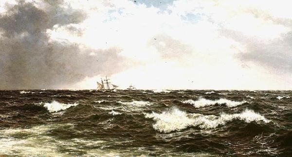 Havlandskab med skibe i Mid Channel af Walter Shaw
