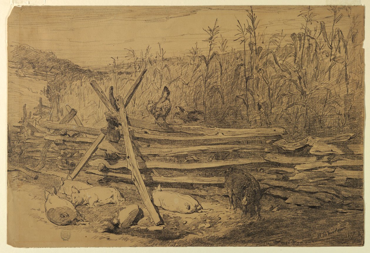 Gårdscene af Walter Shirlaw