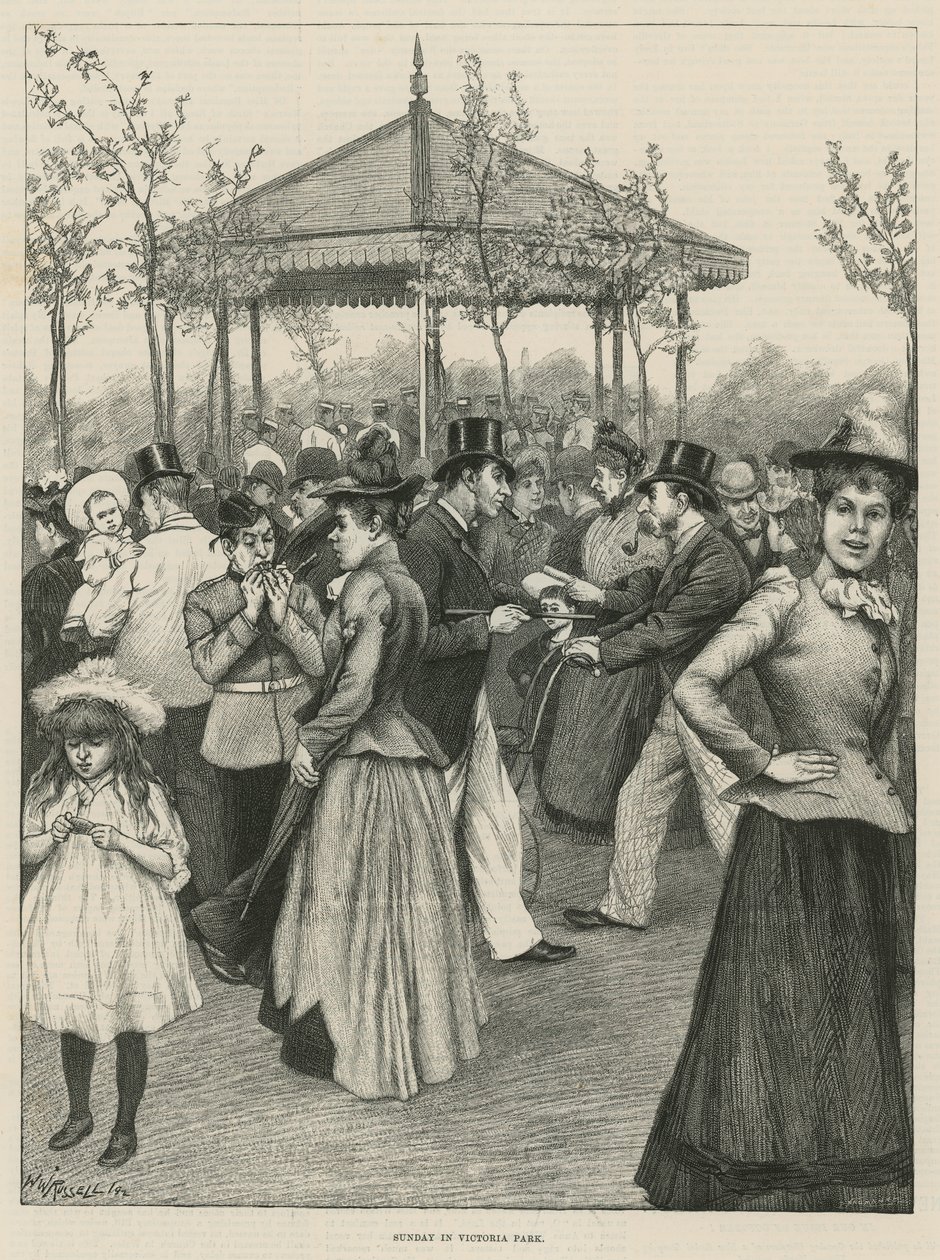 Søndag i Victoria Park (gravering) af Walter Westley Russell