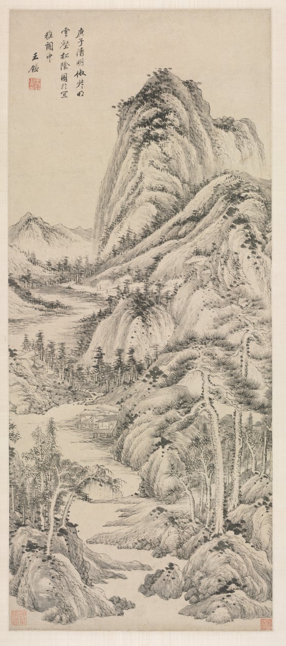 Shade of Pines i en overskyet dal af Wang Jian