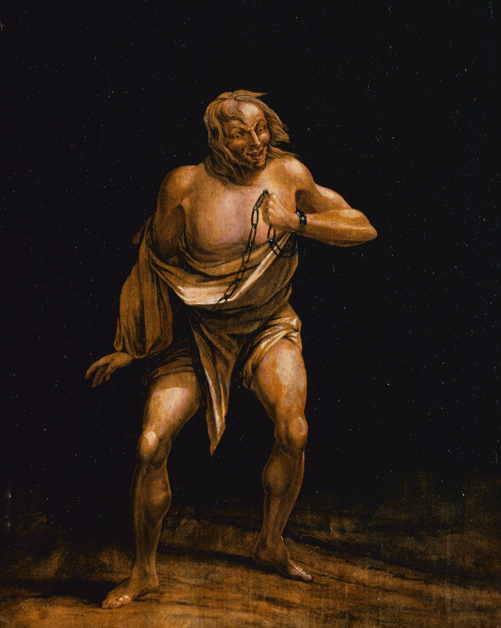 Tragisk figur i kæder, 1800 (wc på papir monteret på panel) af Washington Allston