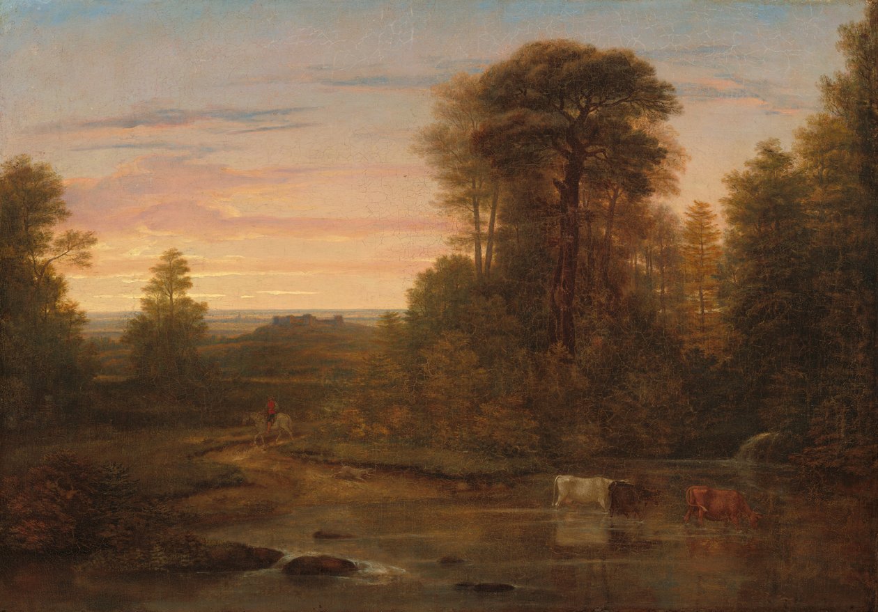 Et landskab efter solnedgang, ca. 1819. af Washington Allston