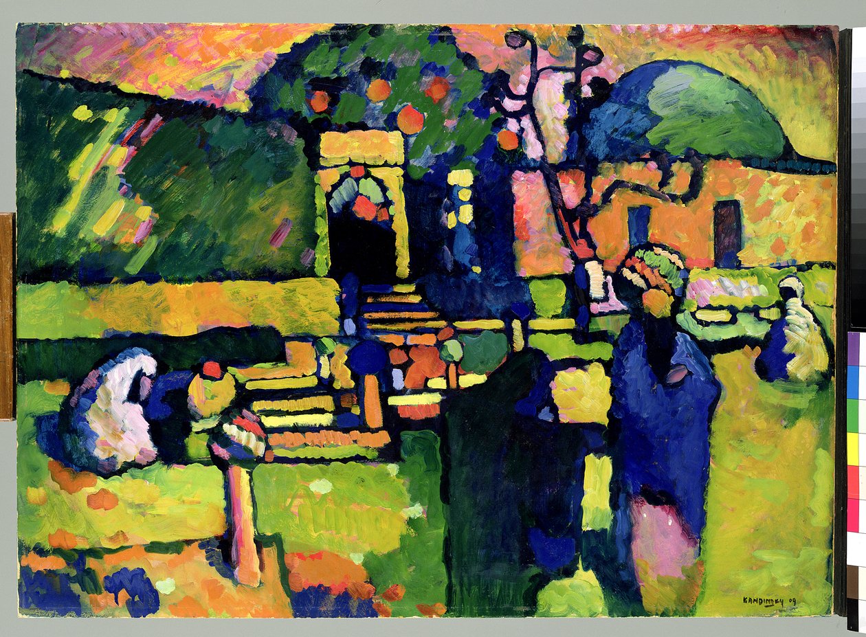 Arabian Graveyard, 1909 (olie på pap) af Wassily Kandinsky