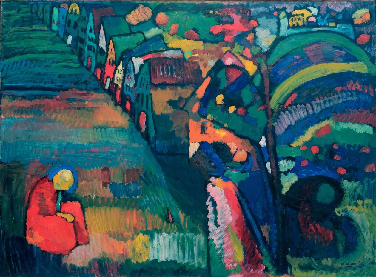 Billede med huse af Wassily Kandinsky