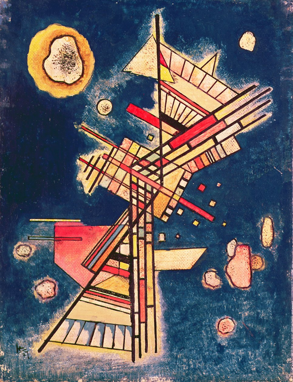 Komposition med blå baggrund, 1927 af Wassily Kandinsky
