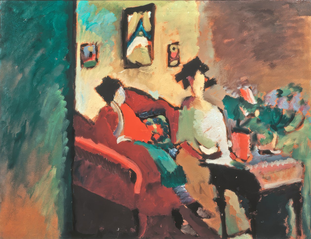 Interiør (med Gabriele Münter og Marianne von Werefkin) af Wassily Kandinsky