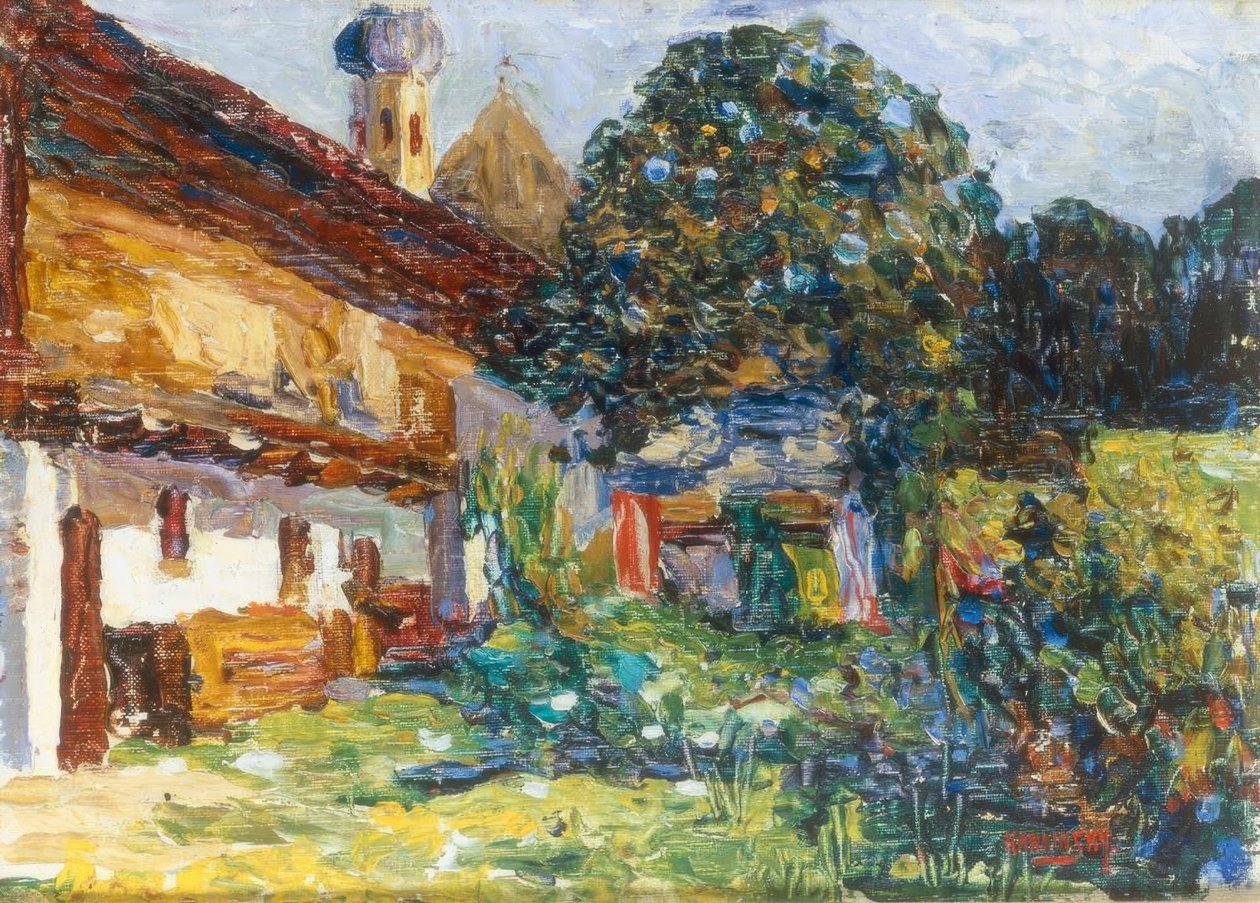 Kochel - stuehus med kirke af Wassily Kandinsky