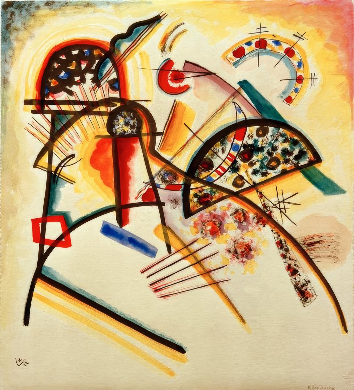 Sammensætning (overvejende rød, gul, sort) af Wassily Kandinsky