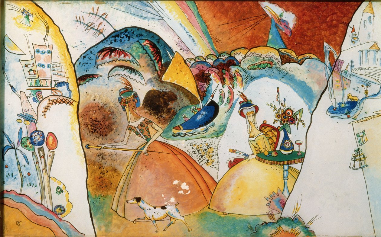 Damer i et landskab, 1918 af Wassily Kandinsky