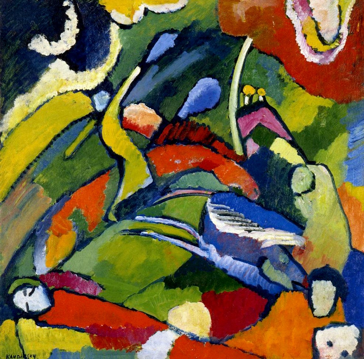 To ryttere og en liggende skikkelse, ca. 1909-10 af Wassily Kandinsky