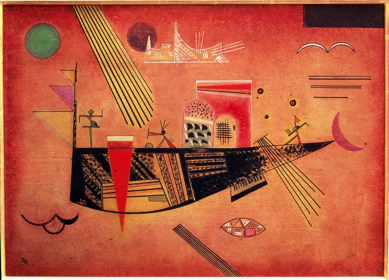 Lunefuldt, 1930 (olie på pap) af Wassily Kandinsky
