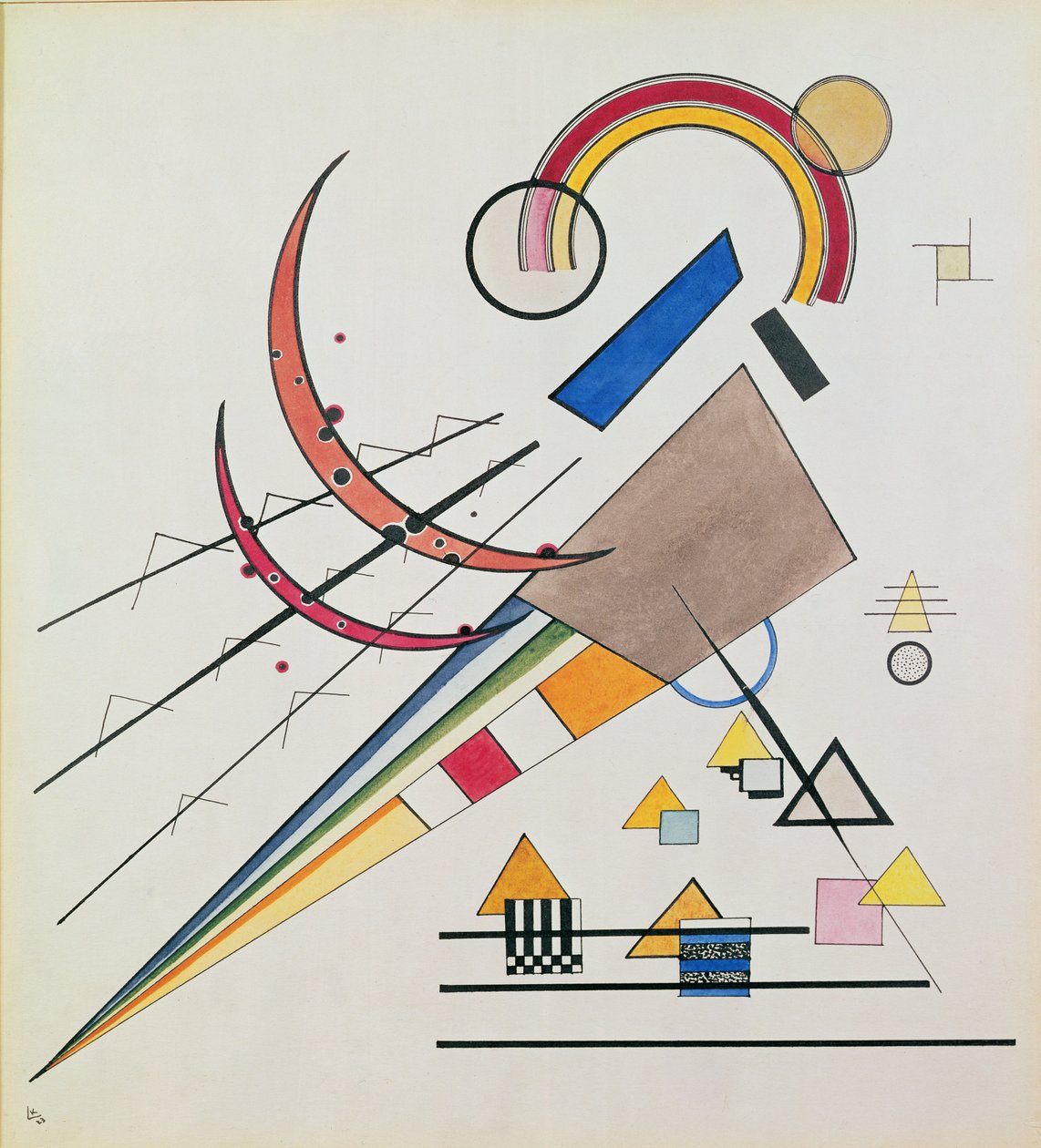 Med trekanten (wc og gouache) af Wassily Kandinsky