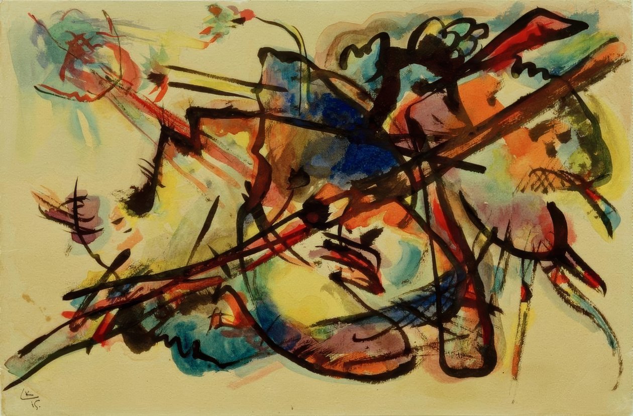 Abstrakt komposition (blå guld) af Wassily Kandinsky