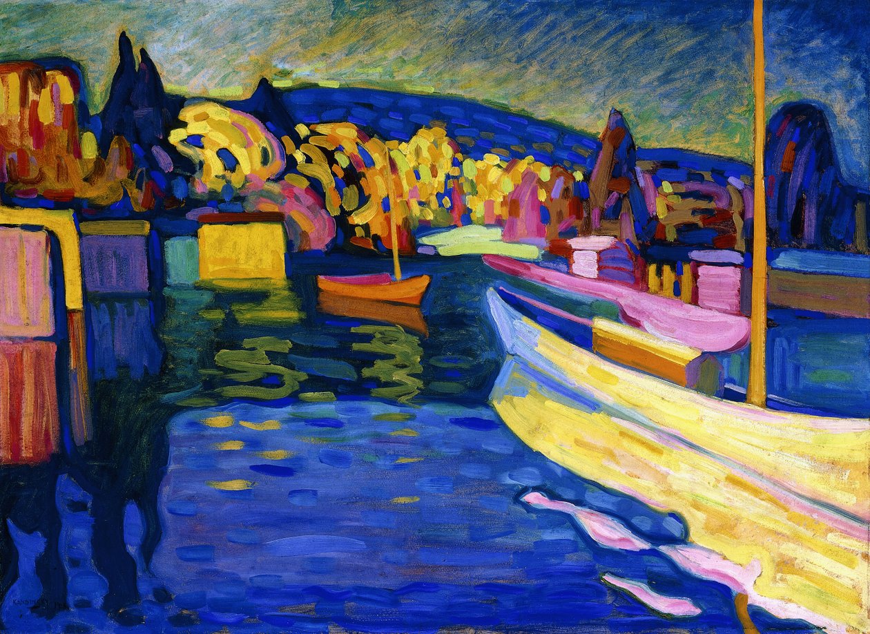 Efterårslandskab med både af Wassily Kandinsky