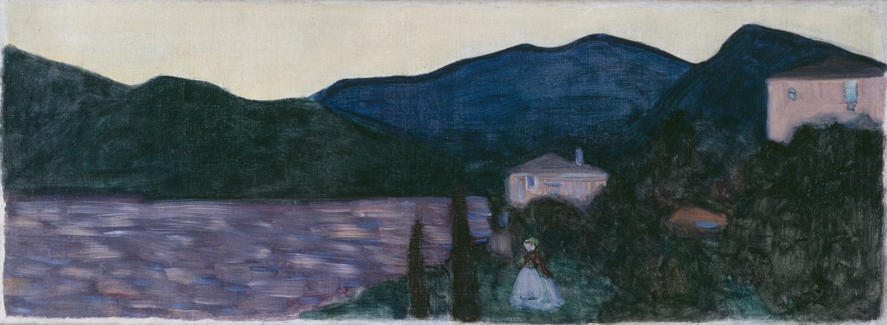 Bjerglandskab med en sø af Wassily Kandinsky