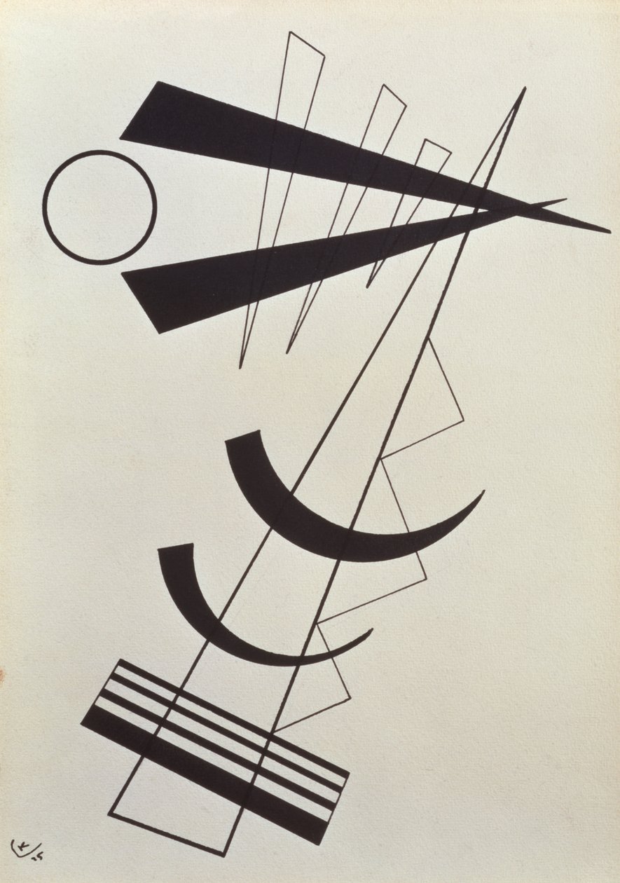 Fremhævede vægte i sort og hvid af Wassily Kandinsky