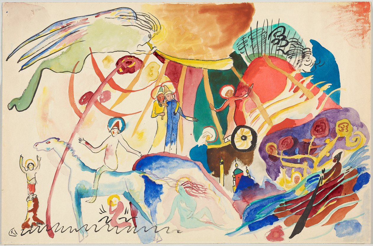 Udkast til "All Saints II (Composition with Saints)" af Wassily Kandinsky