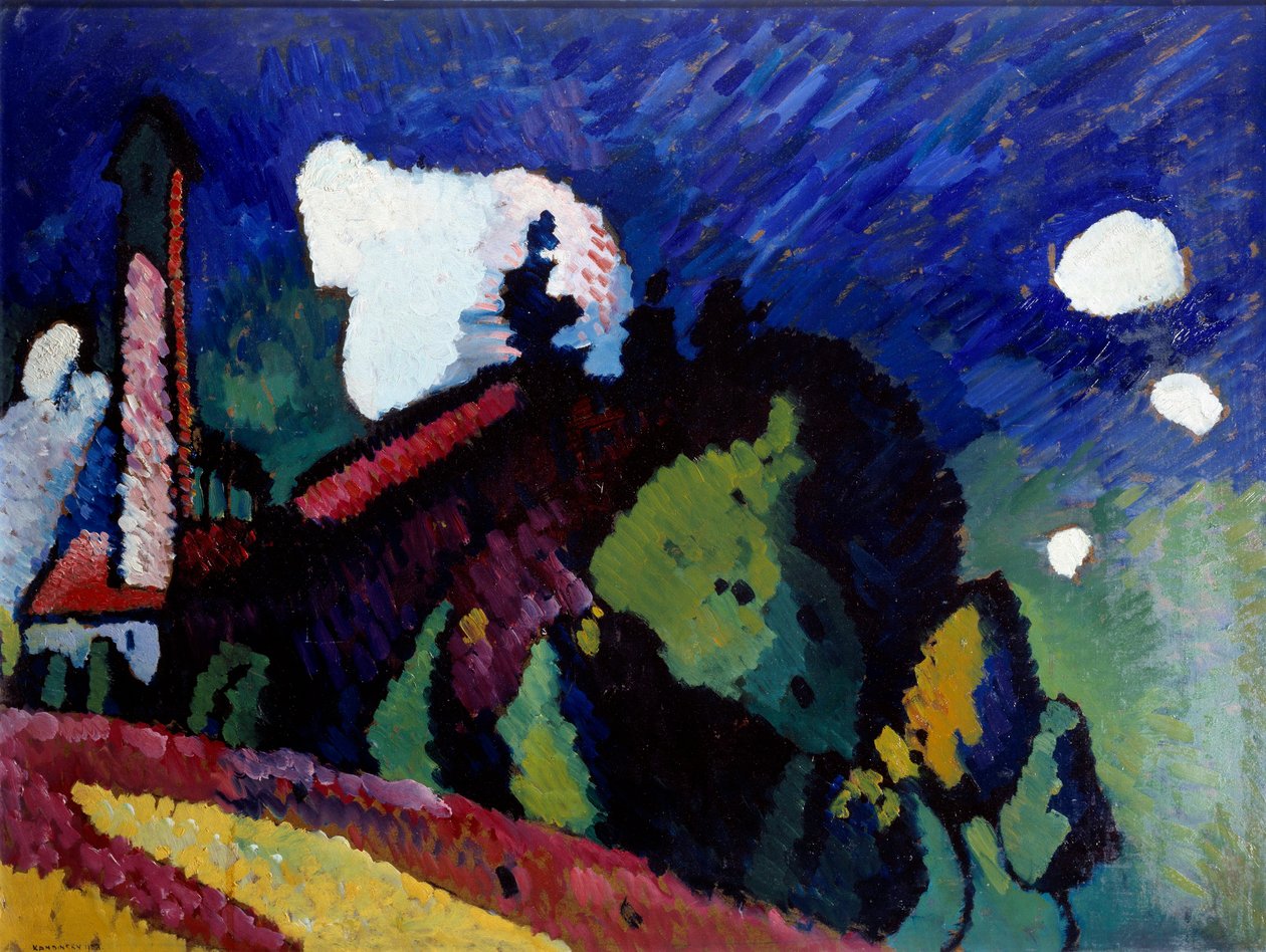 Landskab ved tårnet af Wassily Kandinsky