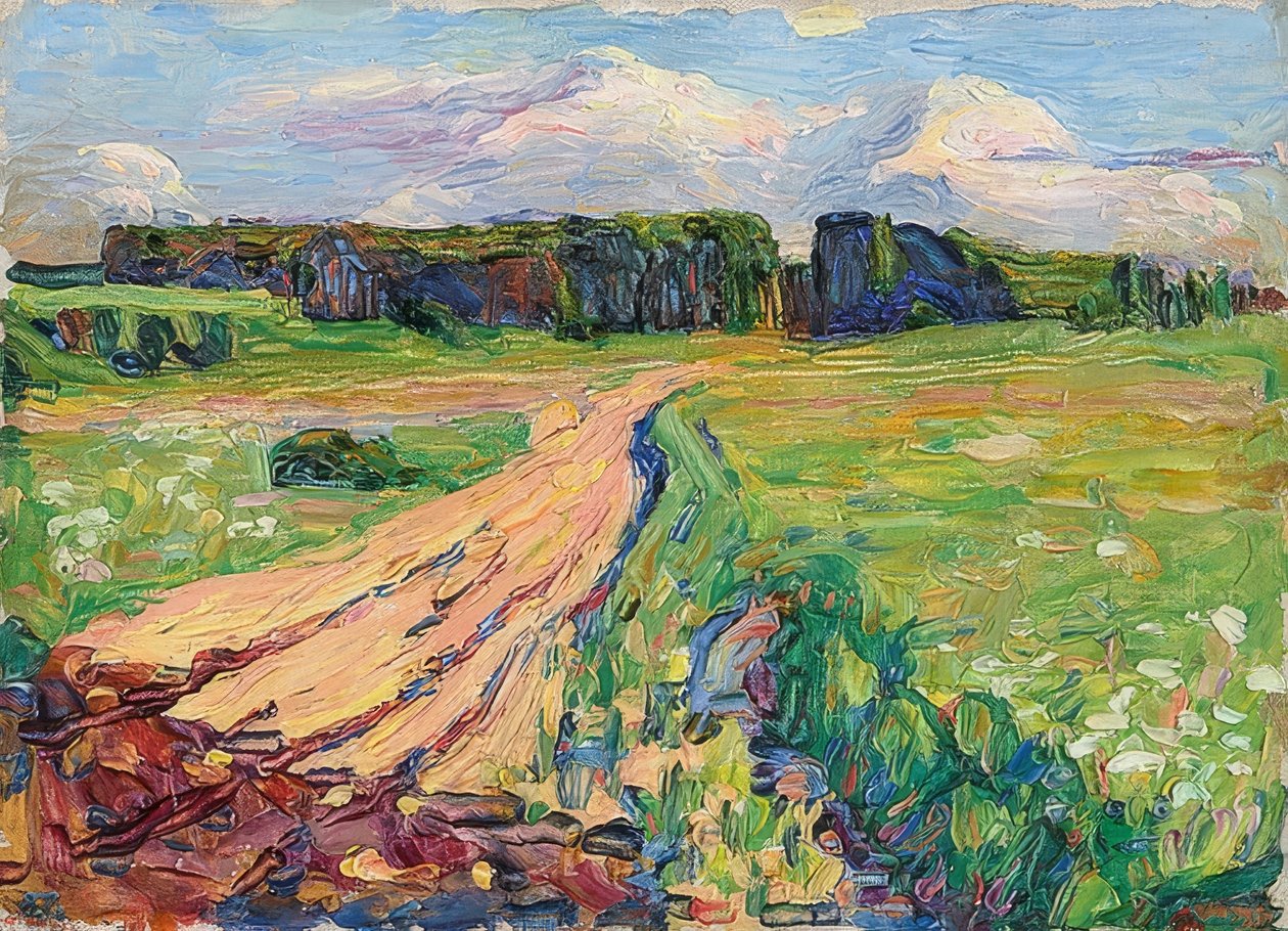 Planegg I. Landskab nær München. Omkring 1901 af Wassily Kandinsky