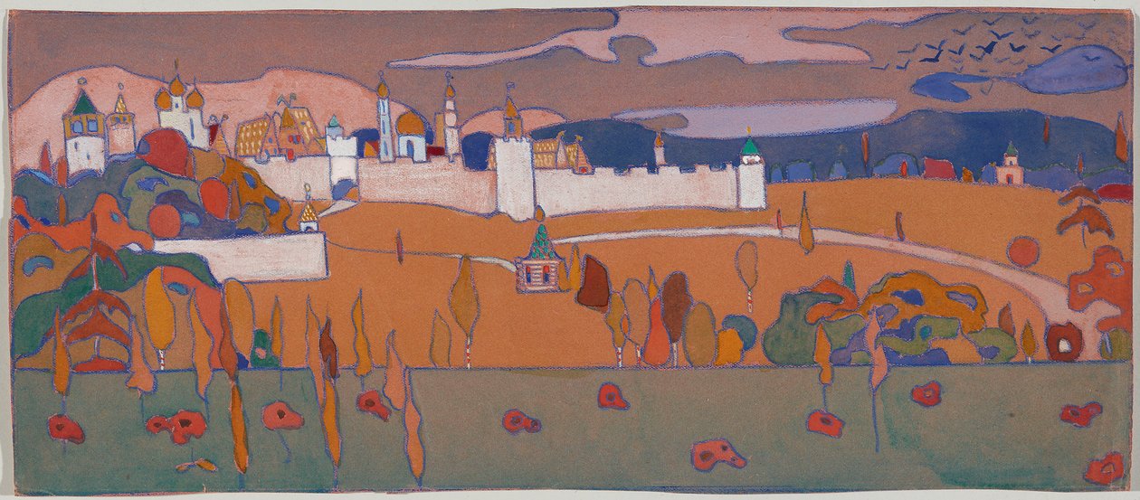 Muret by i efterårslandskab af Wassily Kandinsky