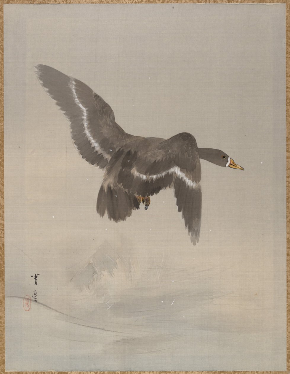 Flyvende gås, ca. 1887. af Watanabe Seitei