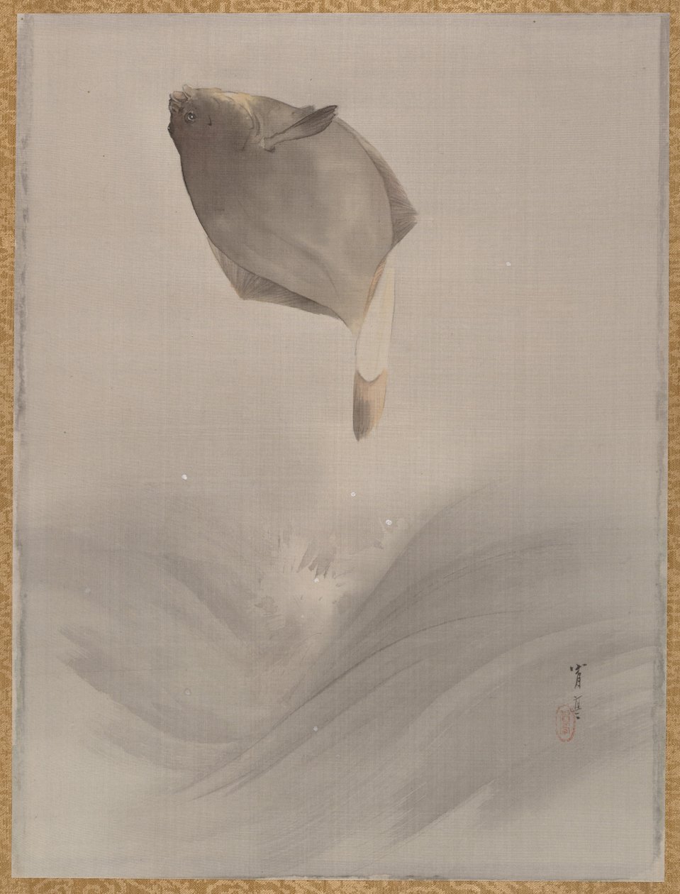 Springende fisk, ca. 1887. af Watanabe Seitei