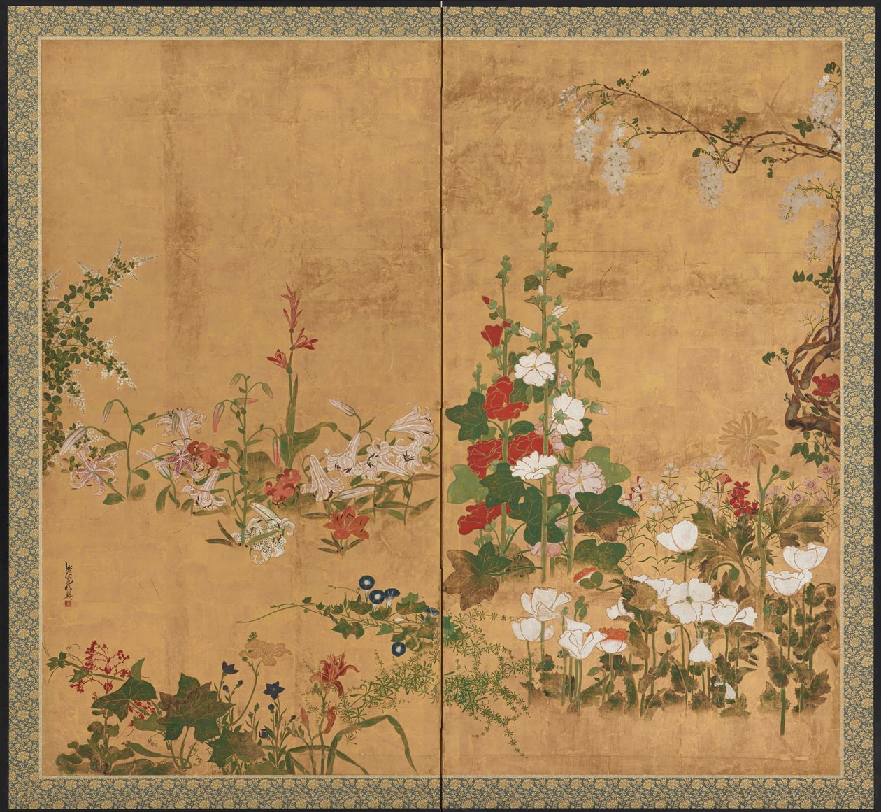 Blomster, Edo-periode, begyndelsen af midten af 1700-tallet. af Watanabe Shiko