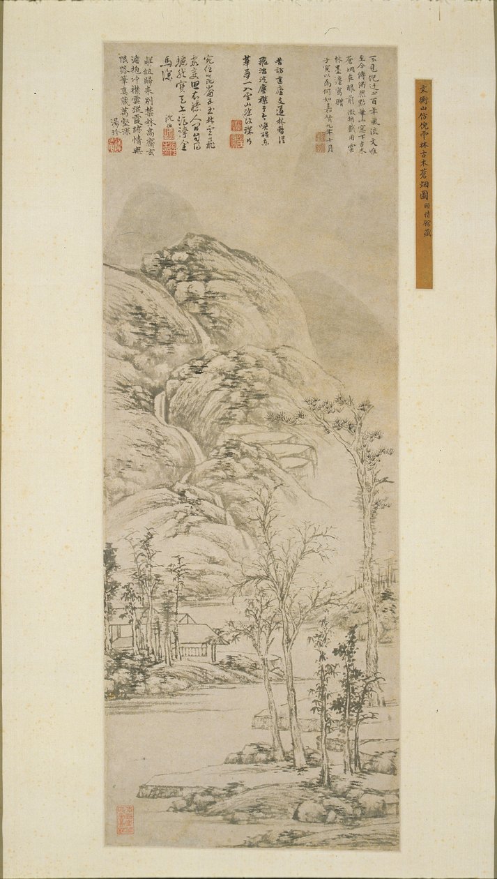 Gamle træer og grå tåger, 1530. af Wen Zhengming