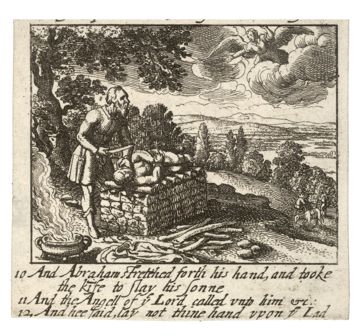Hagar og Isaks offer. Stat 2 af Wenceslaus Hollar