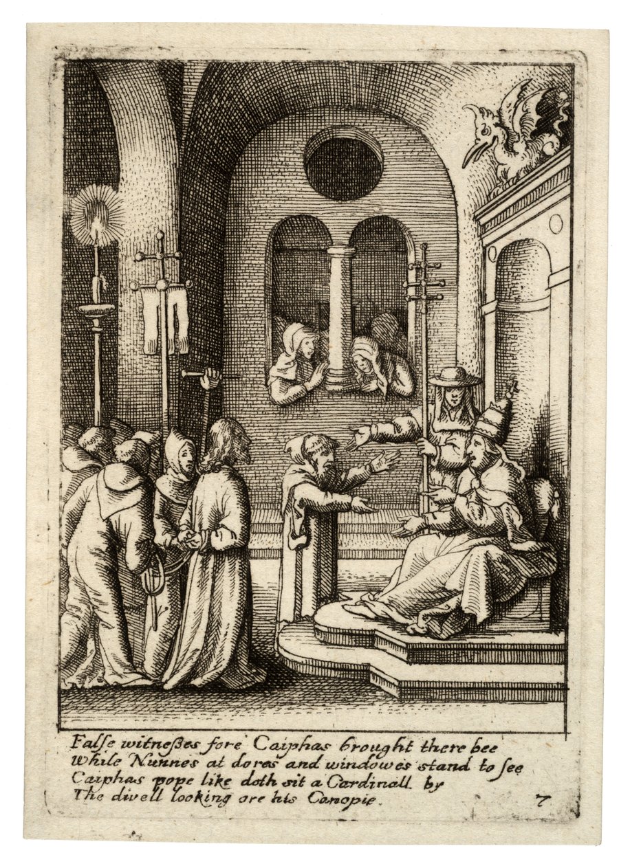 Jesus igen før Kaifas af Wenceslaus Hollar