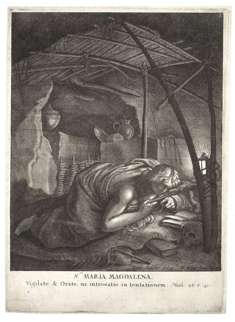 Den angrende Magdalen, efter Sadeler. Stat 2 af Wenceslaus Hollar