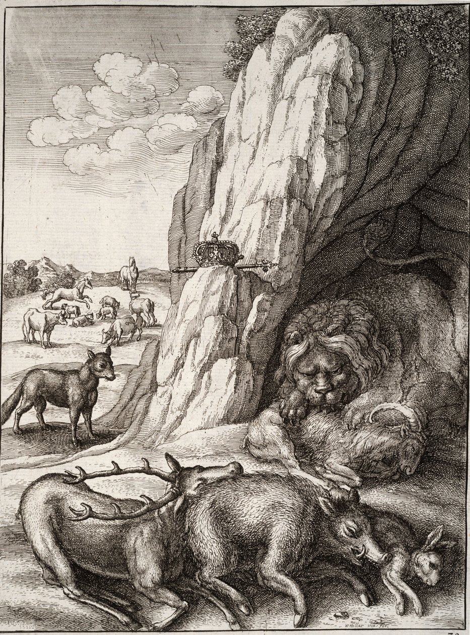 Den syge løve af Wenceslaus Hollar