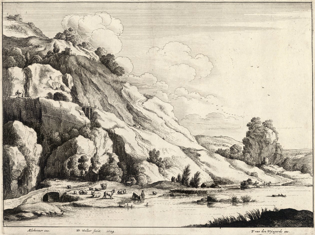 Stenbroen (Elsheimer). Stat 1 af Wenceslaus Hollar