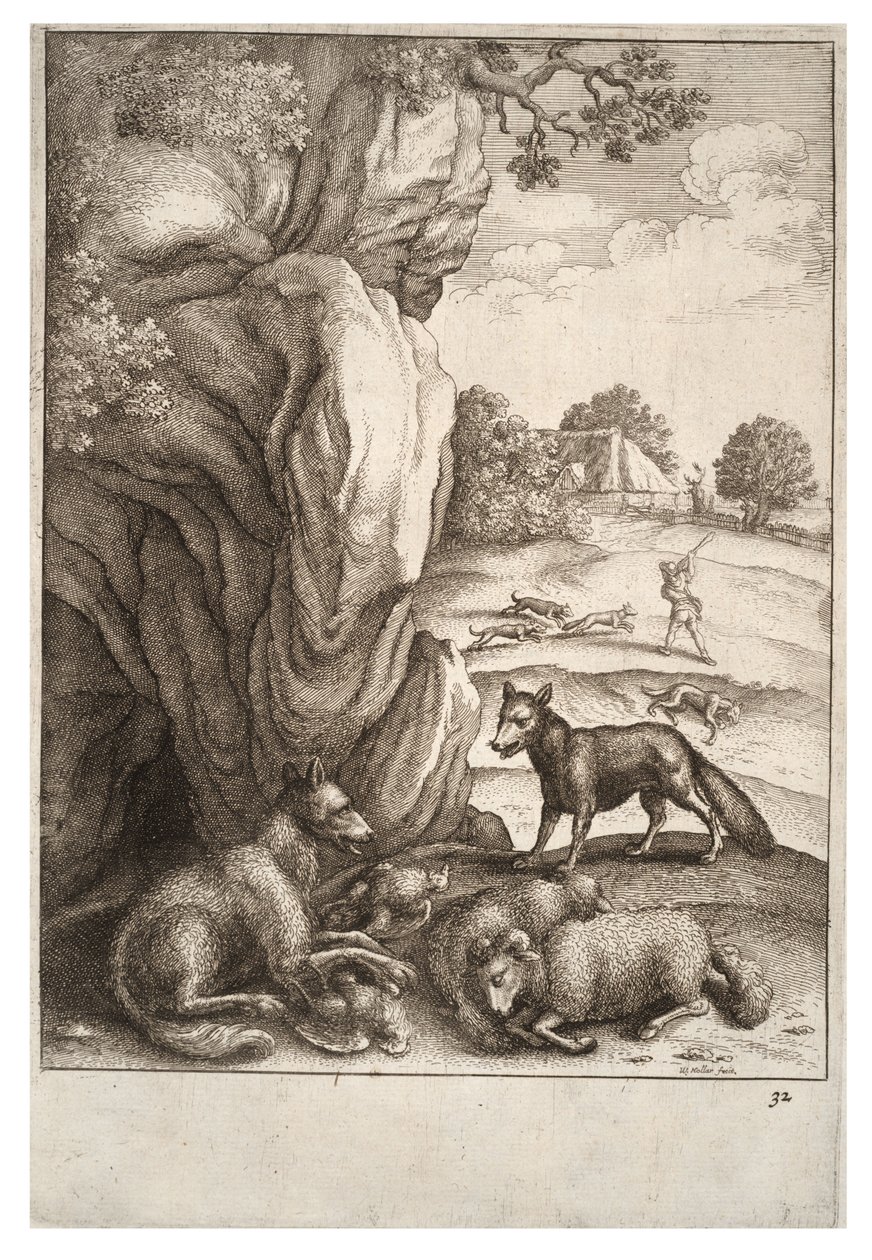 Ulven og ræven af Wenceslaus Hollar