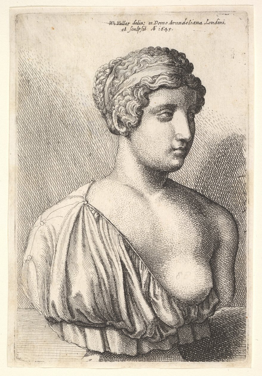 Antik buste af en kvinde, 1645. af Wenceslaus Hollar