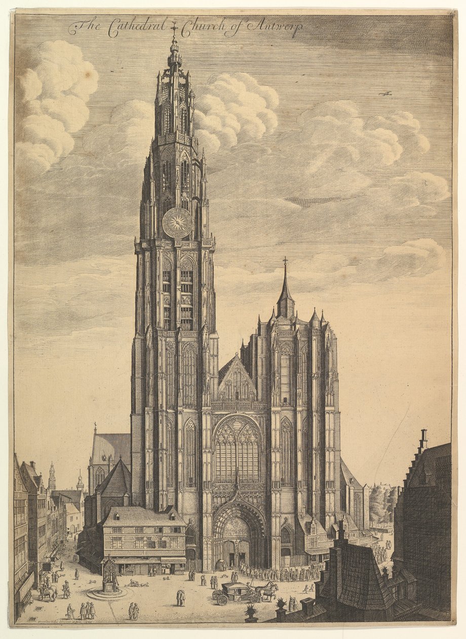 Antwerp Cathedral Prospectus Tvrris Ecclesiæ Cathedralis, 1649 af Wenceslaus Hollar
